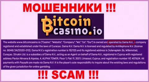 Шарашка Bitcoin Casino находится под руководством конторы Dama N.V.