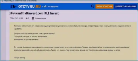 KLTInvest Com - МОШЕННИК !!! Обзор условий совместной работы