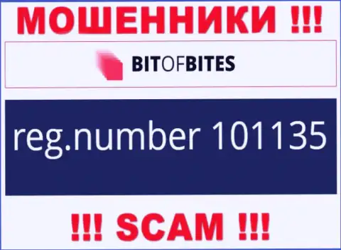 Регистрационный номер компании Bit Of Bites, который они предоставили на своем интернет-ресурсе: 101135