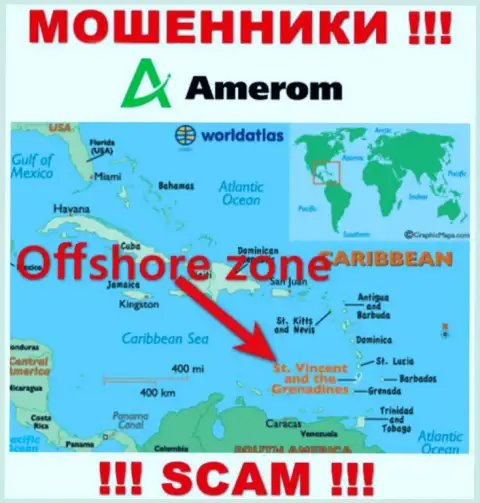Компания Amerom De зарегистрирована довольно далеко от клиентов на территории Saint Vincent and the Grenadines