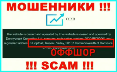 Компания ОФХБ указывает на сайте, что расположены они в оффшоре, по адресу: 8 Copthall, Roseau Valley, 00152 Commonwealth of Dominica