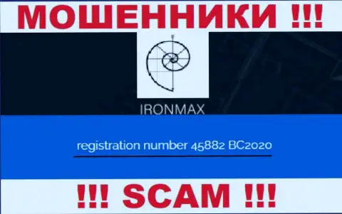 Номер регистрации воров глобальной интернет сети конторы Iron Max - 45882 BC2020