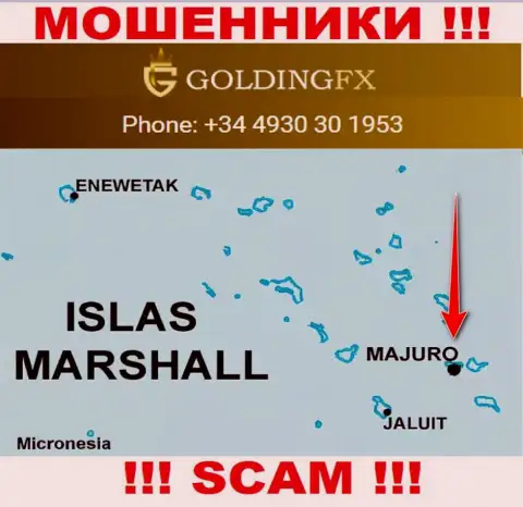 С мошенником Golding FX не рекомендуем взаимодействовать, они зарегистрированы в оффшорной зоне: Majuro, Marshall Islands