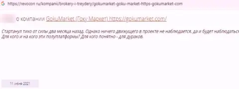 По мнению автора данного реального отзыва, GokuMarket - это противозаконно действующая организация