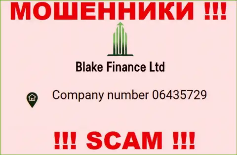 Номер регистрации очередных мошенников internet сети компании BlakeFinance - 06435729
