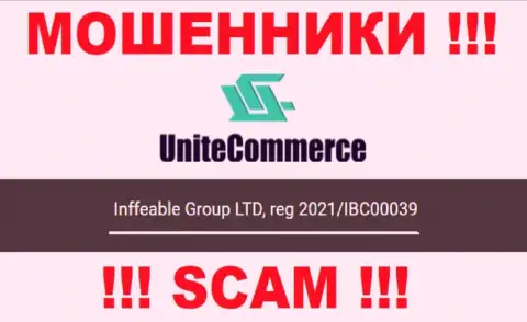 Inffeable Group LTD интернет мошенников Unite Commerce зарегистрировано под вот этим регистрационным номером: 2021/IBC00039