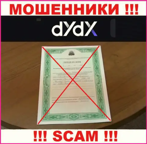 У компании dYdX не представлены сведения об их лицензионном документе - это циничные internet кидалы !!!
