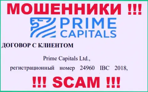 Prime Capitals Ltd - это контора, которая владеет интернет мошенниками Prime Capitals